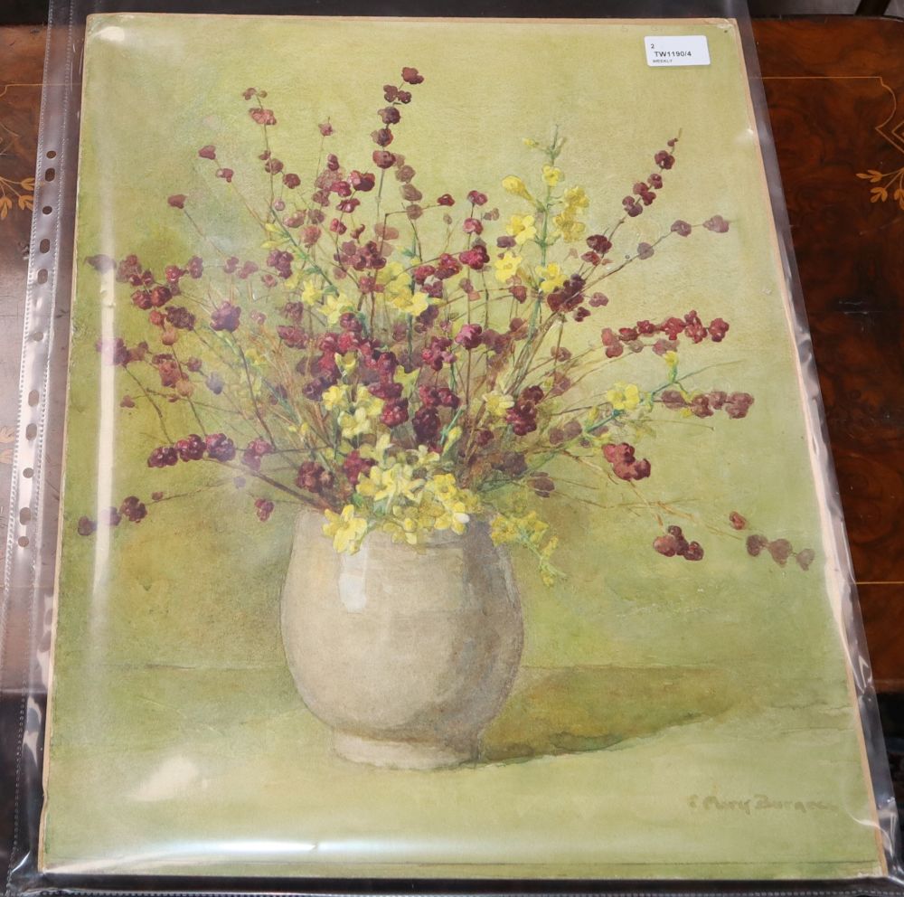 Eliza Mary Burgess (1878-1961), two still life watercolours of flowers, 50cm x 40cm (largest)